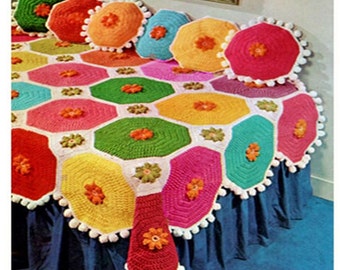 CROCHET BEDSPREAD PATTERN Vintage 70s Crochet Bed Cover Pattern Crochet Bedskirt Pattern Bohemian Home Decor