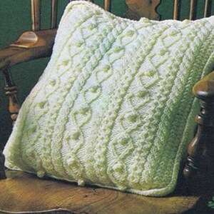 Pillow Pattern Vintage Cushion Cover Pattern Pillow Case Pattern Home Decor Knitting Pattern Aran Cushion Patterns Aran Pillows Pattern image 2