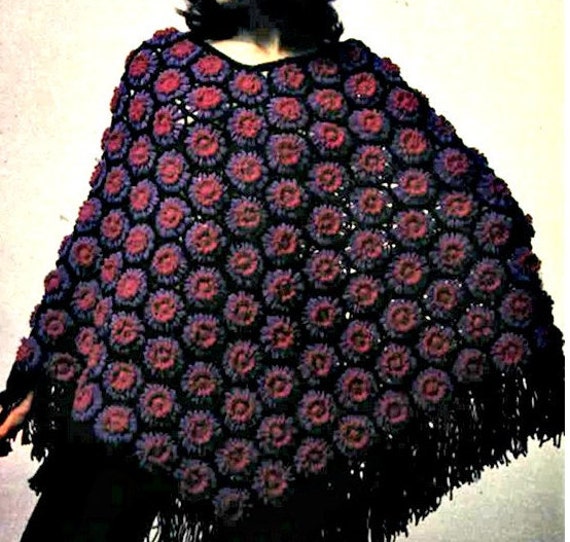 Patron pdf de tejido en crochet poncho con motifs de de - Etsy México
