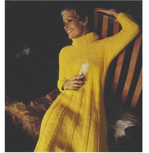 Knitting DRESS Pattern Vintage 70s Long 