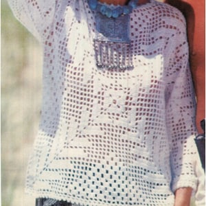 CROCHET TOP PATTERN Vintage 70s Boho Bohemian Clothing Filet Crochet Blouse Pattern