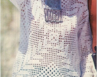 CROCHET TOP PATTERN Vintage 70s Boho Bohemian Clothing Filet Crochet Blouse Pattern