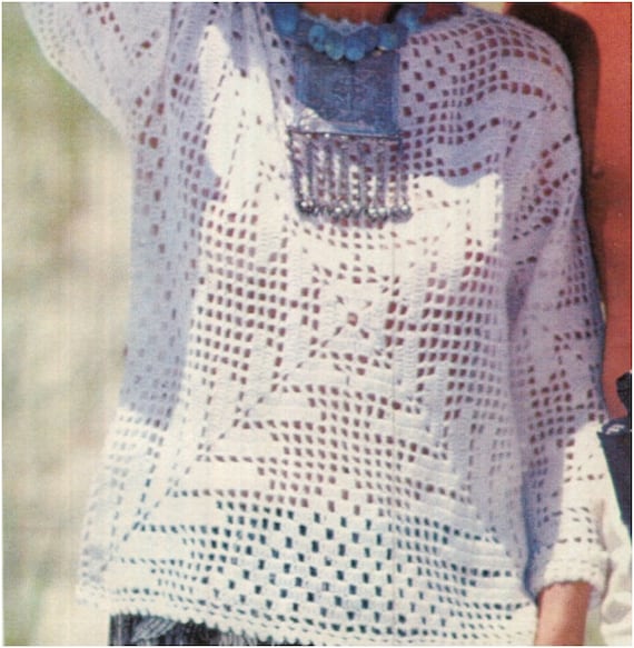 Patron de crochet 70s pdf de tejido top blusa crochet filet Etsy