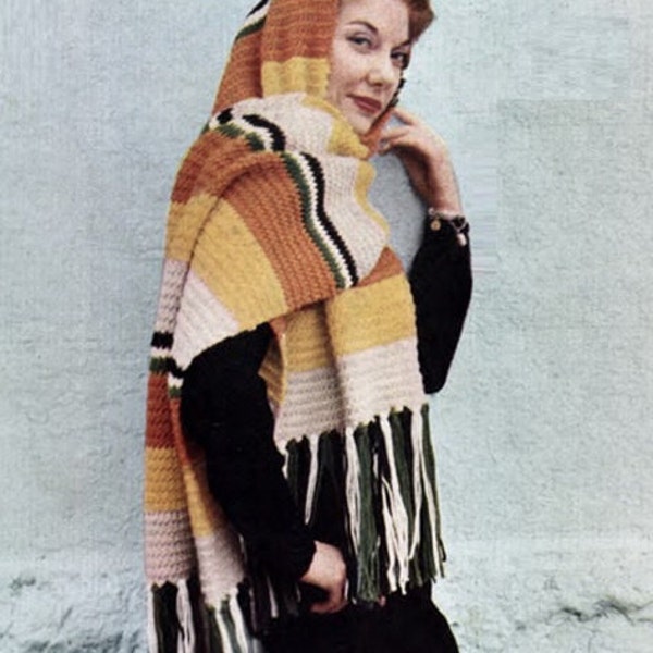 Mexican Stole Pattern Shawl Pattern Wrap Pattern Vintage Pattern KNITTING PATTERN Poncho Pattern Fringed Stole