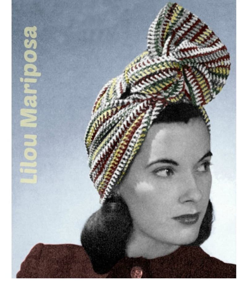 Crochet Striped Turban Pattern Vintage 40s Crochet Headband Pattern Hair Net Pattern Crochet Head Wrap Pattern image 1