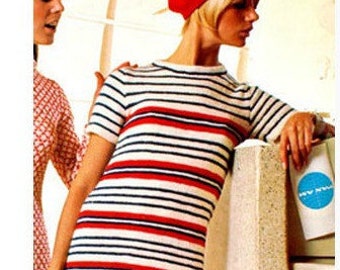 DRESS Pattern Vintage 60s Mod cloth Dress Pattern Knitting Pattern Knitting Dress Pattern  Knitted Dress Pattern Knit Dress Pattern
