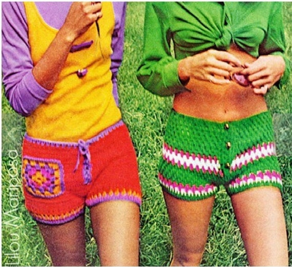 CROCHET SHORTS PATTERN Vintage 70s Crochet Gym Shorts Crochet