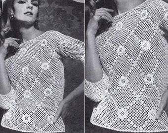 CROCHET TOP PATTERN Vintage 70s iris crochet top Pattern crochet blouse pattern crochet boho top pattern