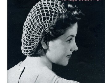 Crochet Snood Pattern Vintage 40s Crochet Hat Pattern Crochet Perky Snood Pattern Crochet Hair Net Pattern