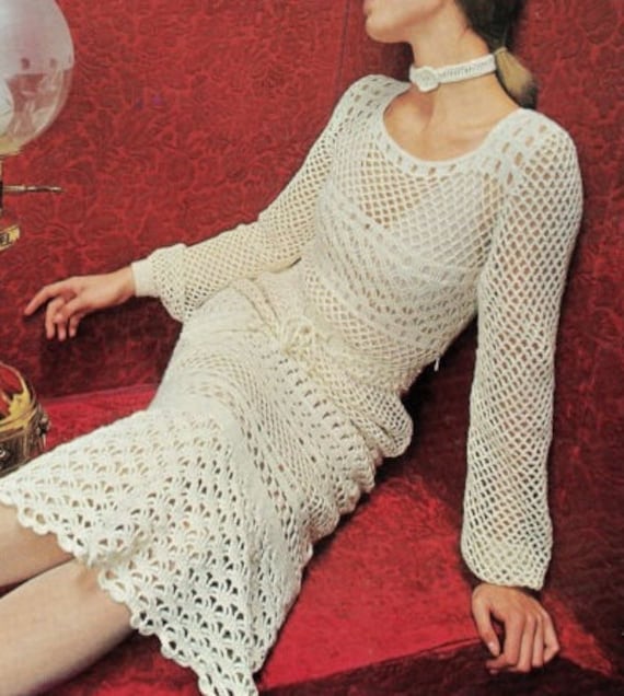 Crochet DRESS Pattern Vintage 70s 
