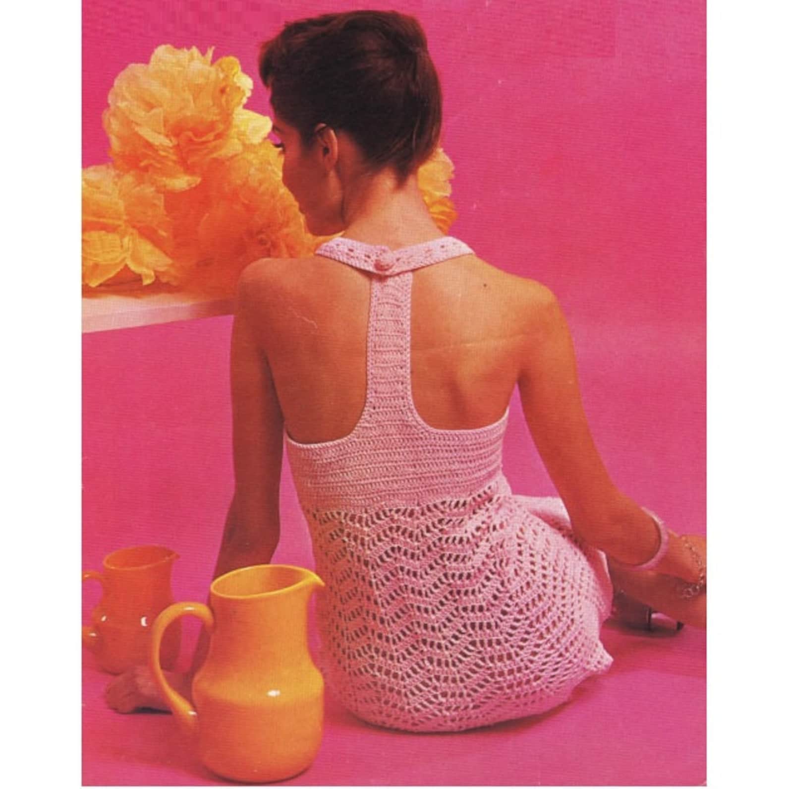 70s Tea Length Crochet Dress
