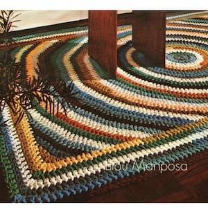 Crochet Pattern Vintage 70s Crochet Rug Pattern Mat Scatter Area Rug-Floor Rug-Door Mat-Boho Bohemian Home Decor-INSTANT DOWNLOAD