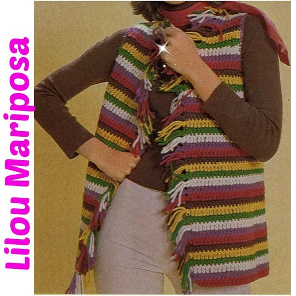 Crochet CARDIGAN Pattern Vintage 70s Crochet SWEATER PATTERN Crochet Vest Pattern Crochet Shag Jacket Pattern Instant Download