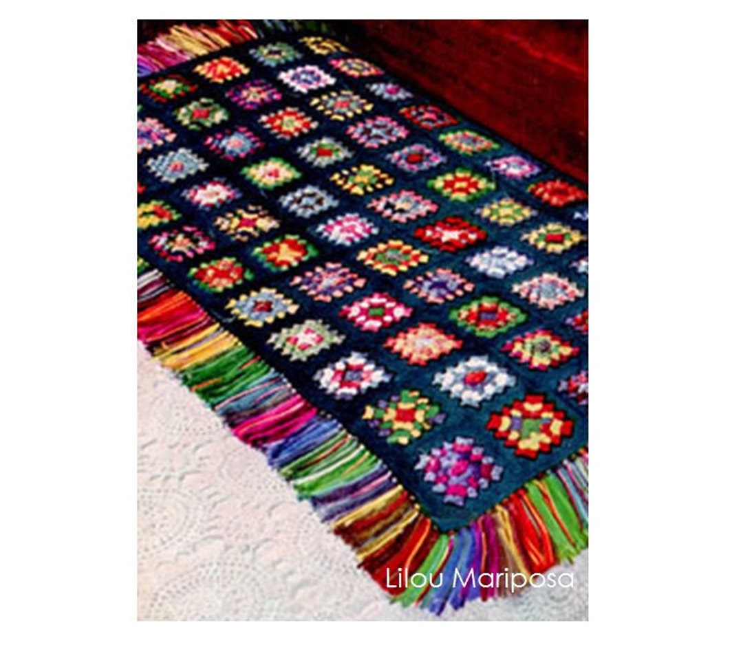 Crochet RUG Pattern Vintage 70s Stained Glass Window Crochet Etsy