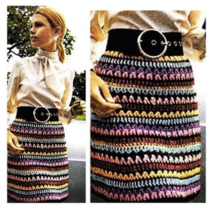 Crochet Skirt Pattern Vintage 70s Multicolored Skirt Crocheted Skirt Pattern Crochet Fashion Skirt Pattern Crochet Pencil Skirt Pattern