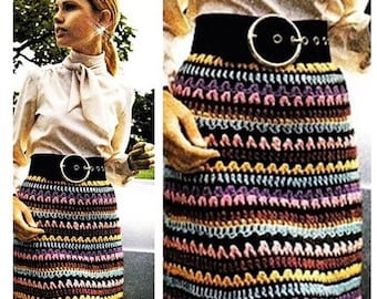 Crochet Skirt Pattern Vintage 70s Multicolored Skirt Crocheted Skirt Pattern Crochet Fashion Skirt Pattern Crochet Pencil Skirt Pattern