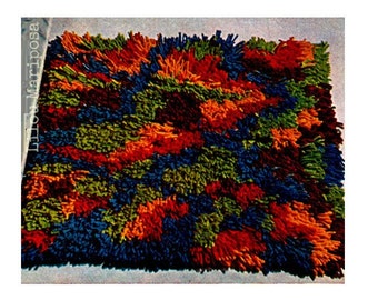 Crochet RUG Pattern Vintage 70s Cut Loop Rug-Mat- Color Mat-Rug-Floor Rug- Crochet Rug-Door Mat-Boho Bohemian Home Decor pdf- Vtg DIY