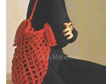 Crochet Bag Pattern Vintage-70s Beach Bag-Grocery Bag Pattern-Mesh Purse-Handbag Beach Bag- Carrybag- pdf file-Digital Pattern Vtg DIY