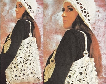 Crochet BAG Pattern Vintage 70s Crochet Motif Bag Pattern Crochet hat pattern crochet grocery bag pattern crochet summer bag pattern