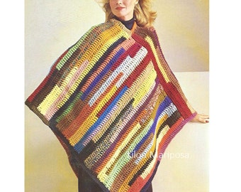 Crochet Shawl Pattern Vintage 70s Easy Crochet Poncho Pattern Boho Poncho Bohemian Clothing