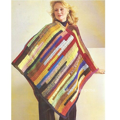 Crochet Shawl Pattern Vintage 70s Easy Crochet Poncho Pattern - Etsy