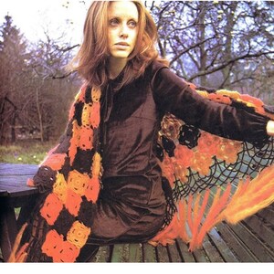 CROCHET SHAWL PATTERN Vintage 70s Crochet Poncho Sweater Boho Crochet Pattern Bohemian Clothing Instant Download