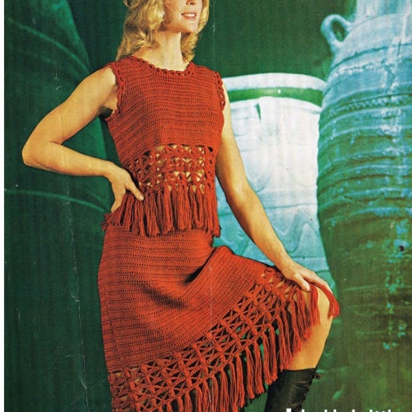 Crochet Dress Pattern Vintage 70s Crochet Top Pattern Crochet Skirt Pattern Crochet Hippie Dress Pattern  Crochet womans dress pattern