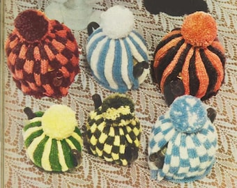 Knitting TEA COSY Patterns Knitted TEACOSIES Pattern Vintage 70s Tea Cosies Pattern Kitchen Decor  Pot Cover Pattern-2 patterns