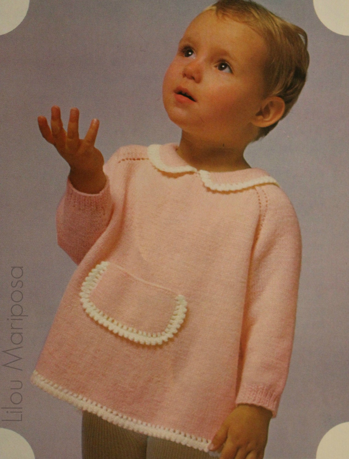 Knitting Pattern Vintage 60s Knitted Baby Sweater Pattern Baby Etsy