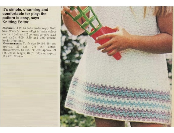 Patron pdf de tejido crochet vestido nina 1970s Etsy Espana