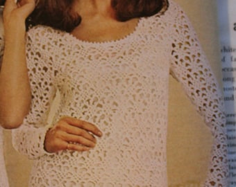 CROCHET DRESS PATTERN,Vintage 60s,Picot Lace Dress,Crochet Wedding Dress,Crochet Pattern