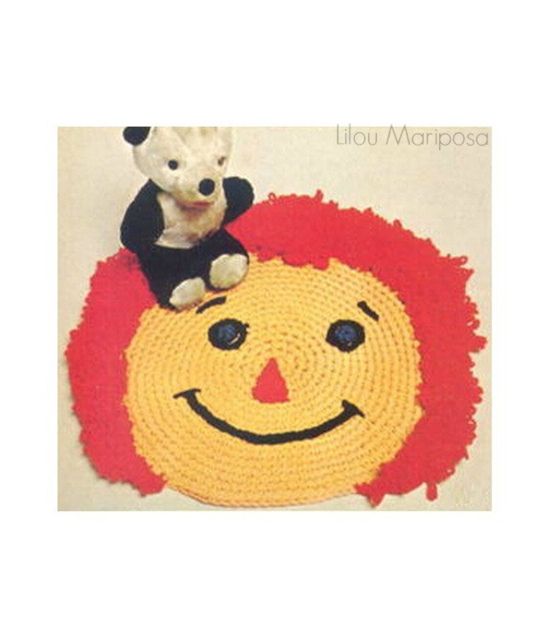 Face Rug Craft Vintage Crochet Pattern -happy Face Rug- Kids Mat-scatter Area Rug ...
