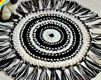 CROCHET RUG PATTERN Vintage Pattern 70s Crochet fringed rug pattern