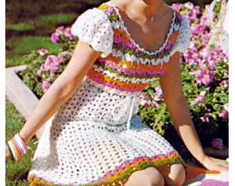 Häkelkleid Häkelanleitung Vintage 70er Jahre - Häkelanleitung - pdf-Datei-tg DIY