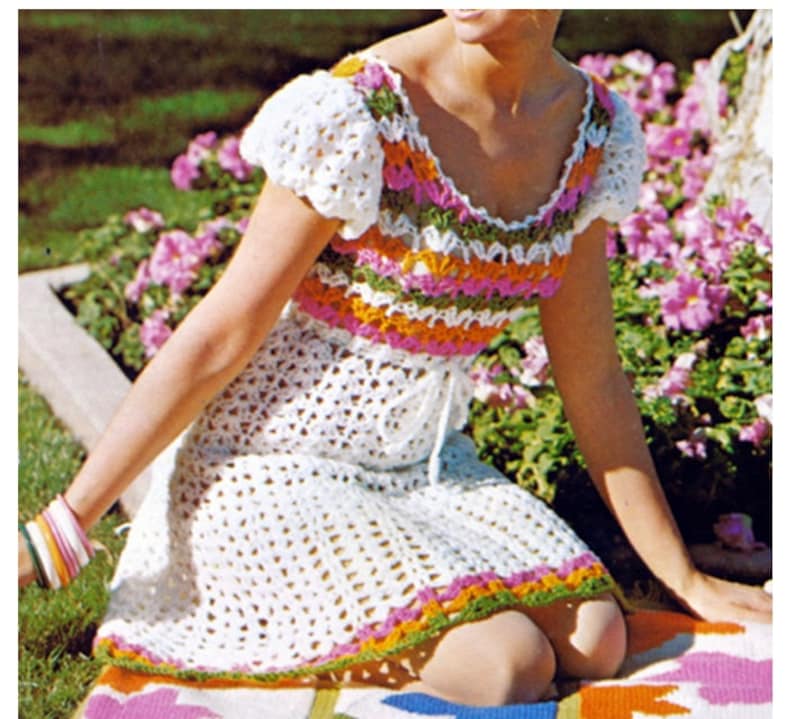 Crochet DRESS Pattern Vintage 70s Crochet Dress Pattern Boho Etsy
