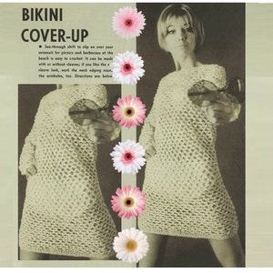 CROCHET DRESS PATTERN Vintage 70s Crochet Bikini Cover Up Dress Pattern Crochet Open Mesh Dress Pattern Bohemian Clothing Instant Download