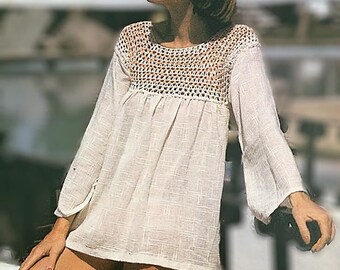Summer Crochet Yoke Top Pattern Vintage 70s Crochet Yoke