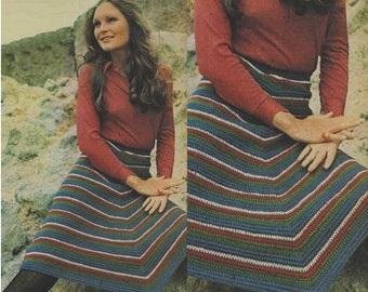 Crochet Skirt Pattern Crochet Poncho Pattern Crochet Wrap Pattern Crochet Shawl Pattern Crochet Vintage 70s Pattern Crochet Striped Skirt