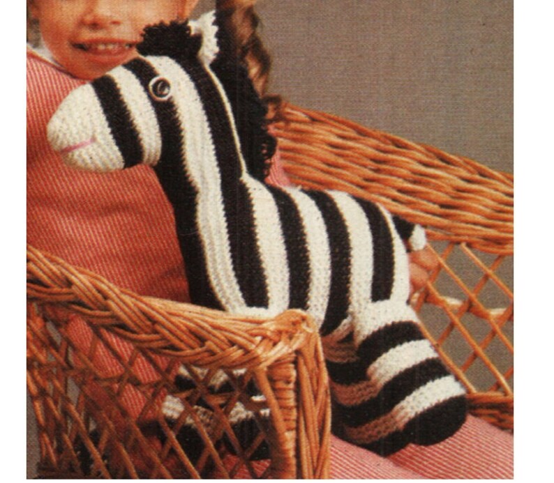 Crochet TOY Pattern Vintage 70s Crochet ZEBRA Stuffed Animal Etsy