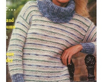 Cowlneck Sweater Pattern Neck Top Pattern Blouse Pattern Vintage Pattern-KNITTING PATTERN knitted sweater