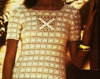Crochet DRESS Pattern Vintage 70s Crochet Wedding Dress Pattern Crochet Summer Dress Pattern