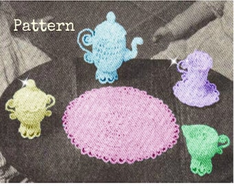 Crochet Mini Tea Set TOY Pattern Vintage 30s Crochet Tea set pattern Crochet teapot pattern Crochet Girl TOY Pattern