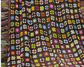 Mönster för virkad filt Vintage 70-tals mormor fyrkantig afghansk virkad filt Mönster för virkat överkast Virkat överkast