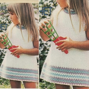 Crochet DRESS Pattern Vintage 70s Girl Crochet Dress Pattern Instant Download
