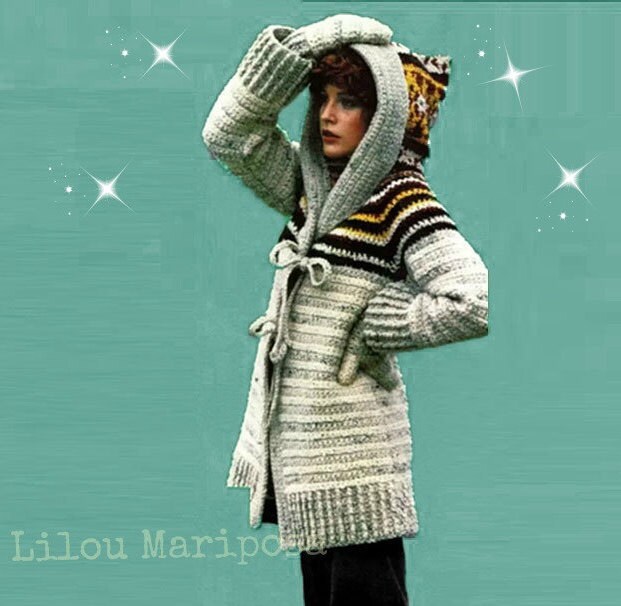 Crochet Cardigan Pattern Vintage 70s 