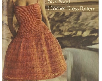 Dress Pattern Vintage 60s Knitted Dress Pattern Mod Dress Pattern KNITTING PATTERN