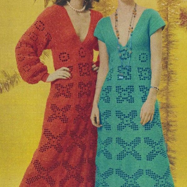 Crochet DRESS Pattern Vintage 70s Bohemian Clothing Boho Crochet Maxi Dress Pattern Crochet Wedding Dress Pattern INSTANT DOWNLOAD