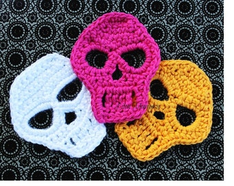 Crochet Skull Pattern Skull Applique Pattern Motif Crochet Sugar Skull Pattern Crochet Mexican Skull Pattern Crochet Halloween Pattern Death