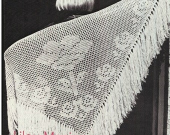 Crochet Pattern Vintage 70s Crochet Shawl Pattern Wrap Crochet Poncho Pattern Boho Crochet Bohemian Clothing Instant Download