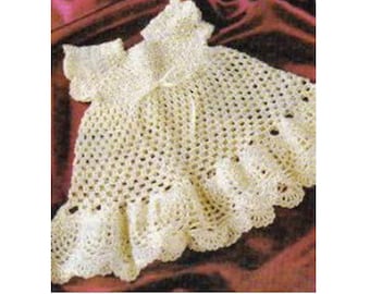 Crochet Pineapple Baby DRESS Pattern Vintage 70s Girl Crochet Dress Pattern Instant Download-Size 3-6 mo